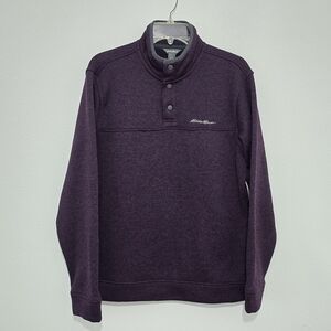 Eddie Bauer 1/4 Button Fleece Sweatshirt Eggplant Men's